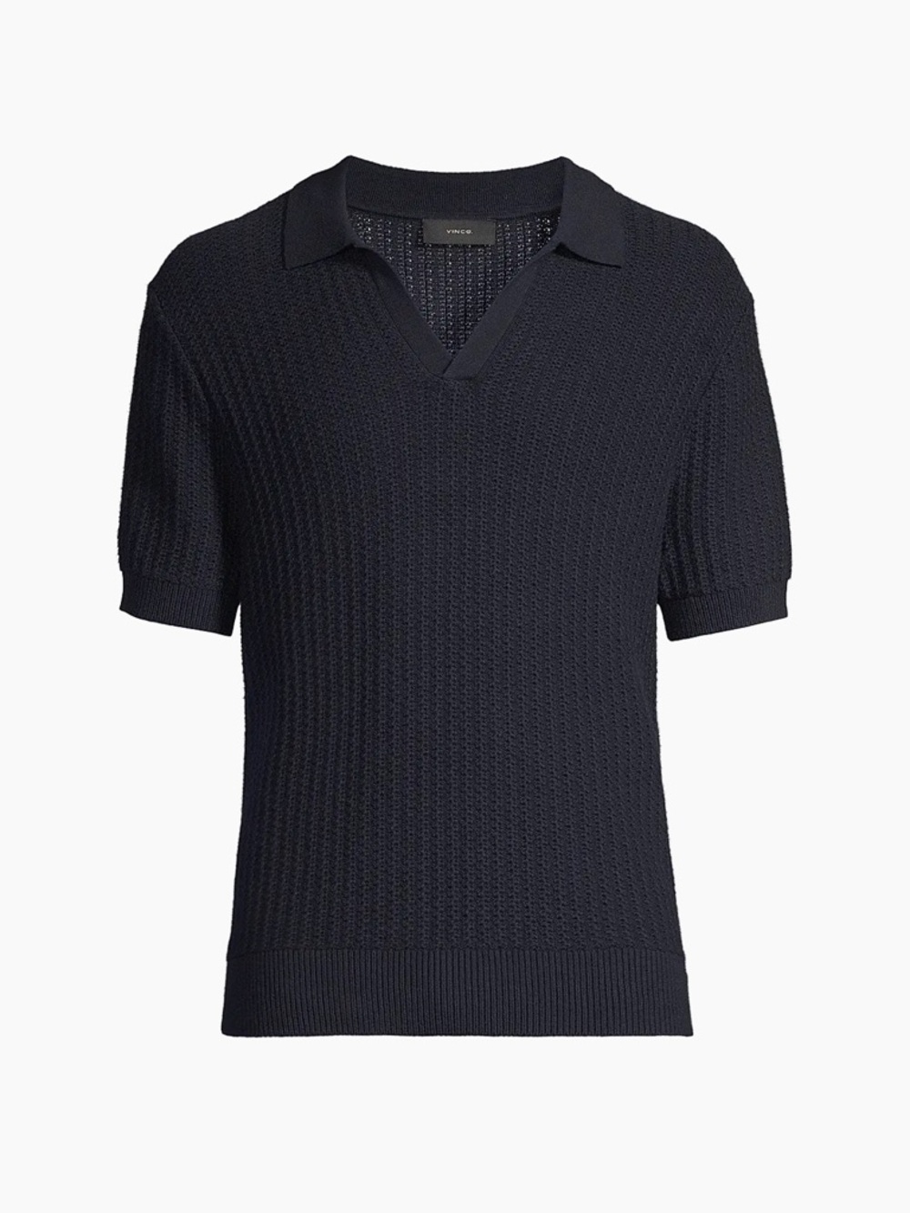 Vince Men’s Ribbed Cotton Cashmere Preppy Vacation Polo Shirt Navy $345